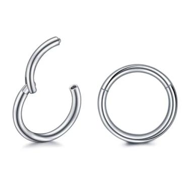 Imagem de Kit 2 Piercings Argola Clicker Em Titanio Prateado 8 E 10mm