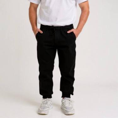 Imagem de Calça Infantil Jeans Jogger Masculina Menino Com Punho - Volgue, Preto