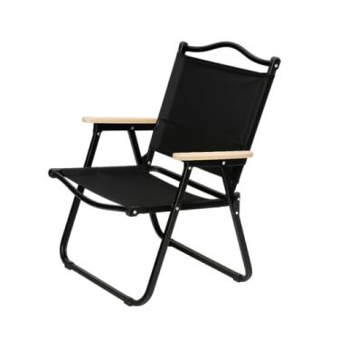 Imagem de Bogu Store - Cadeira De Praia Dobrável para Atividades de Lazer Camping e Pesca Acabamento dos Braços em Madeira Peso Suportado até 120kg (Preto)