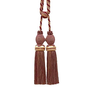 Imagem de DÉCOPRO Requintada Vermelha, Cortina de Rosa Claro e Drapeado Dupla Borla Tieback |Borla de 25,4 cm | Borda 77,4 cm (Borracha) |Cordão de 0,95 cm |Coleção Barroca |Estilo TBB-2 Cor: Buquê de Rosa - 7953