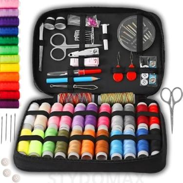 Imagem de Kit de Costura Completo com 96 Peças – Linhas, Agulhas e Acessórios para Reparos com Estojo Preto
