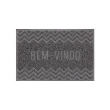 Imagem de Capacho De Porta Pvc Antiderrapante 60x40cm - Zig Zag Cinza