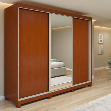 Imagem de Guarda-roupa Nord 3 Portas 1 Porta Glass 4 Gavetas 100% Mdf com Pés Quadrix Frassino/Off White