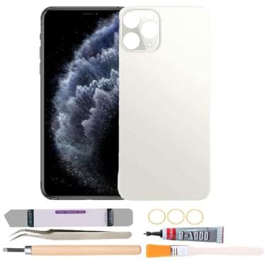 Imagem de Substituição de vidro da capa traseira compatível com iPhone 11 Pro Max de 6,7 polegadas com kits de ferramentas de reparo (prata)