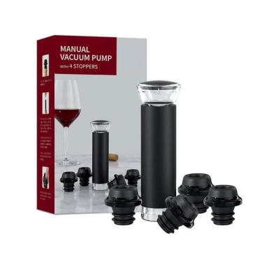 Imagem de Jogo 2 tampas a vacuo garrafa vinho home&co plástico preto
