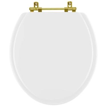 Imagem de Tampa De Vaso Laqueado Convencional Branco Para Bacia Incepa Com Ferragem Dourada