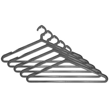 Imagem de Kit de Cabides Plático Grande Pendurar Roupa Adulto Arrumação Organização Guarda-Roupa (50, Preto)