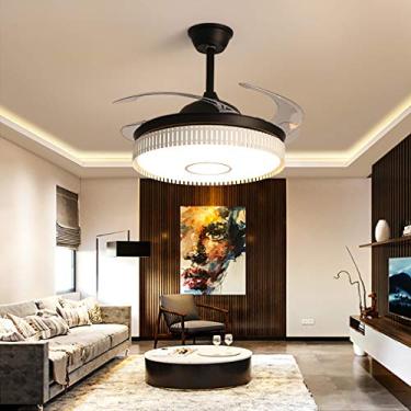 Imagem de Ventoinhas Liviroom com luzes de teto e controle remoto, luz de LED ajustável de 6 velocidades reversível, moderna, para sala de jantar, quarto, sala de jantar, branca
