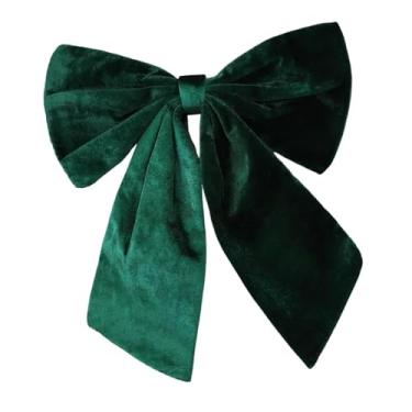 Imagem de KiBcsLic Laço de veludo para Natal, suprimentos para laços, enfeites artesanais macios, decoração de Natal para festa, guirlanda, escada de casamento, Verde