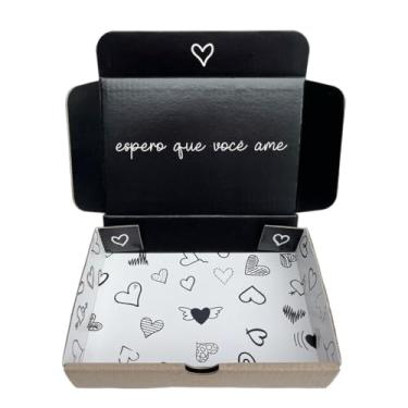 Imagem de 10 Caixas de Papelão com Papel Cartão 16x11x3 Mini Envios - Espero que você ame - Preta