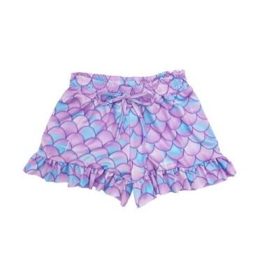 Imagem de Shorts Bermuda Infantil Menina Saída Praia Malha Proteção Uv - Fofotin