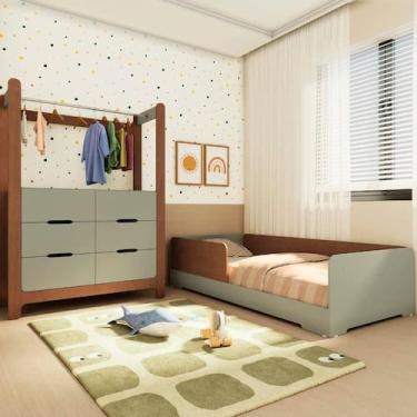 Imagem de Quarto Infantil Completo Guarda-Roupa Closet e Cama Solteiro Montessor