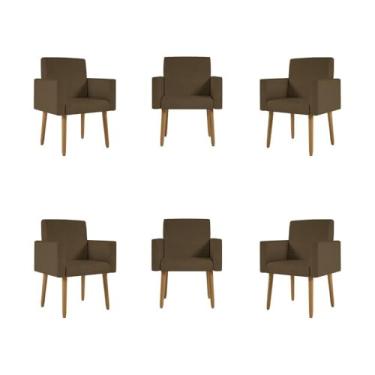Imagem de Kit 06 Cadeiras Poltronas Decorativa - Escritório - Recepção Cor:marrom