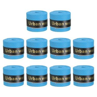 Imagem de Raquete de badminton de tênis, pacote com 10 fitas antiderrapantes que absorvem o suor para baquetas de beisebol e pickleball, azul