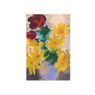 Imagem de Pôster e impressões em tela de flores vintage - reprodução de pintura de arte de parede famosa - flores amarelas - imagens para sala de estar 60 x 90 cm 24 x 35 pol sem moldura