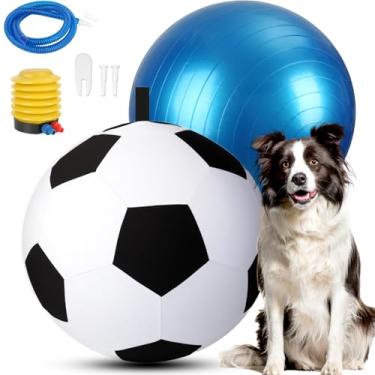 Imagem de Wofypetny Bola de pastoreio para cães – Bolas para cães de 56 cm com capa de futebol Oxford e bomba de ar para pastor australiano, cães de gado, Border Collie de raças médias grandes, bola gigante de