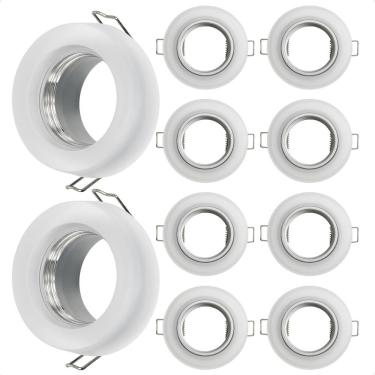 Imagem de Kit 10 Spot Taschibra Redondo Embutir Vidro Jateado SP23 Mr16 Bivolt