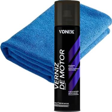 Imagem de Verniz de Motor Spray 400ml da Vonixx Proteção Duradoura e Acabamento Brilhante para Motor de Veículo + Pano