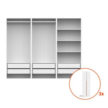 Imagem de Guarda-Roupa Modulado com 2 Cabideiros e 4 Prateleiras New Tuyo 6 Portas Articuladas 6 Gavetas 270 cm