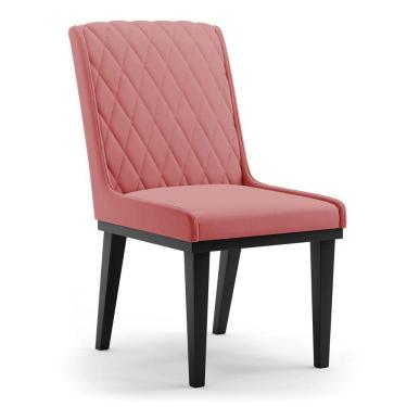 Imagem de Cadeira Sala De Jantar Base Madeira Preto Sofia Suede Rosê D03 - D'rossi