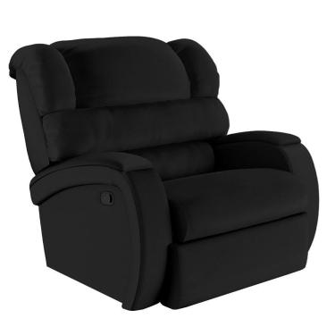 Imagem de Poltrona Do Papai Reclinável Napoli Manual Gatilho Pu Preto F Fh1 - D\'rossi