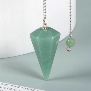 Imagem de Pêndulo de cristal de ponta de aventurina verde para cura e absorção de energia para meditação 37 mm