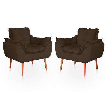 Imagem de Kit 02 Poltronas Opala Para Sala Confortável Resistente Capuccino