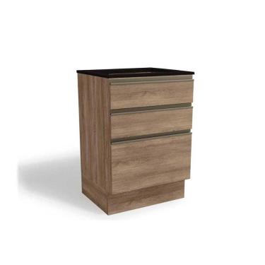 Imagem de Balcão De Cozinha Maxxi G743 P-cooktop 3 Gavetas C-tampo 60cm Nogal-preto - Kappesberg