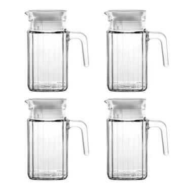 Imagem de Jogo 4 Jarras Transparente De Vidro Com Tampa Suco Água Chá - Lyor
