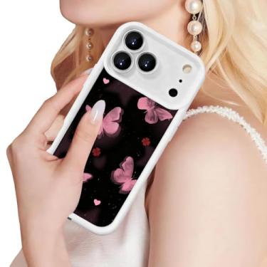 Imagem de Capa de telefone borboleta PC para iPhone 17 Pro Max, [à prova de choque] [proteção de lente] anti-arranhões anti-impressão digital, capa protetora de ajuste fino para uso diário, branca