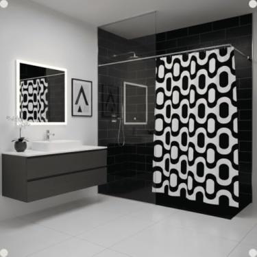 Imagem de Box Banheiro, Cortina Banheiro Box Poliéster Impermeável Antimofo 1,98x1,80 Com Ganchos(Ipanema)