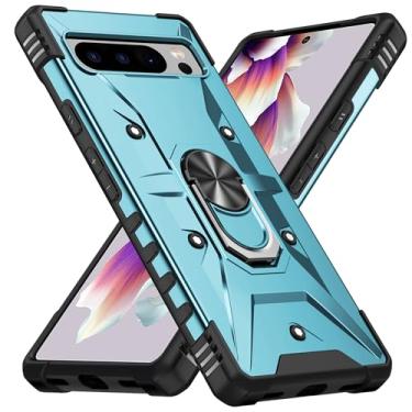 Imagem de SORAKA Capa para Google Pixel 8 Pro com suporte para anel,PC rígido e TPU macio,proteção dupla 2 em 1,compatível com suportes magnéticos para carros