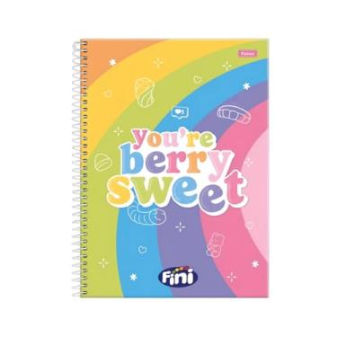 Imagem de Fini Caderno Universitário 10 Matérias, Capa Dura com Cheirinho de Doces, 160 Folhas, Rainbow Design, 20x27.5cm, com Adesivos e Bolsa Plástica
