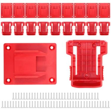 Imagem de LZVXTYM 20 suportes de ferramentas e suporte de bateria para Milwaukee M18 18V, suporte de parede, prateleira de armazenamento de ferramentas de perfuração com parafusos, organizador de armazenamento