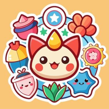 Imagem de Adesivos Kawaii fofos para decoração infantil parede caderno brinquedos com temas coloridos 30x30cm