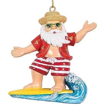 Imagem de The Bridge Collection Enfeite de surf de Papai Noel - Enfeite de árvore de Natal para surfista de praia para decoração costeira - Vida na praia, Natal na praia, férias de Natal - Papai Noel