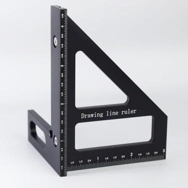 Imagem de Quadrado de carpintaria de liga de alumínio métrico, régua triangular de precisão espessa para medição de marcenaria