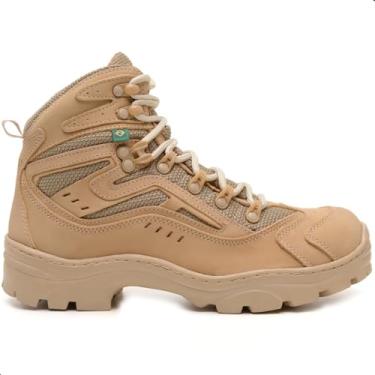 Imagem de Bota Militar Adventure Masculina Impermeável em Couro Legítimo Areia – Conforto Extremo, Solado Antiderrapante, Respirável e Resistente – Ideal para Trilha, Trabalho, Operacional e Uso Diário (Adventure, BR, Adulto, Numérico, 39)