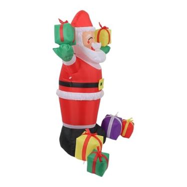 Imagem de Baoblaze Papai Noel inflável de 1,5 m para decoração de jardim, decoração natalina e inovadora com sacola de presente para festas de Natal no telhado,