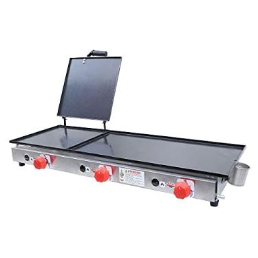 Imagem de Chapa Semiprofissional 31x90 A Gás Baixa Pressão Chapeira Inox com 3 Queimadores e Prensa