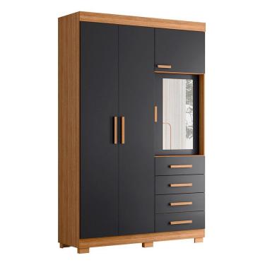 Imagem de Guarda Roupa Virtus Solteiro 4 Portas Com Espelho Albatroz Nature/titanium