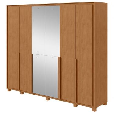 Imagem de Guarda-roupas Casal 6 Portas 6 Gavetas Com Pés 100% Mdf Com 4 Espelhos Imperatore - Lopas Amendoa Clean