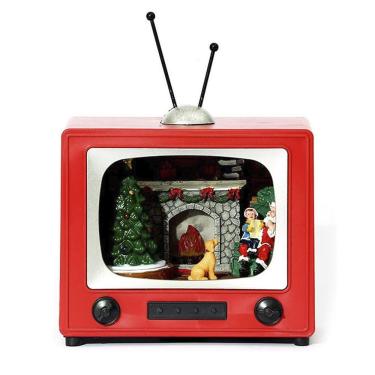 Imagem de Enfeite Televisao Natal Papai Noel Natalino Cachorro Arvore Decoraçao Estante Mesa Tv Retro Vintage Fim De Ano Festa