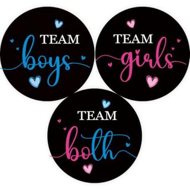 Imagem de 60 adesivos de revelação de gênero It's Twins, adesivos pretos para meninos e meninas, rosa e azul, etiquetas de jogo de votação de meninos ou meninas para gêmeos, lembrancinhas de festa de chá de