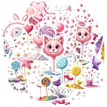 Imagem de 70 peças de doces coração pirulito amor bonito adesivos de papelaria DIY adesivos fofos para laptop, bagagem, álbum de recortes, diário, adesivo, faça você mesmo, telefone, laptop, scrapbook