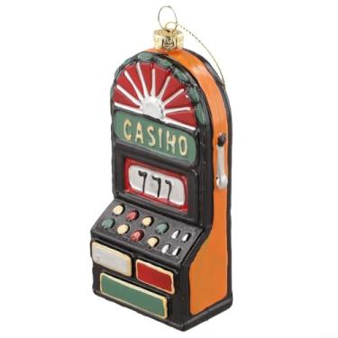 Imagem de Enfeites para pendurar na árvore de Natal, decorações de plástico vintage em fliperama retrô, formas de placa de rua para festas festivas e decoração sazonal, vermelho 5,5 x 5,5 x 10 cm