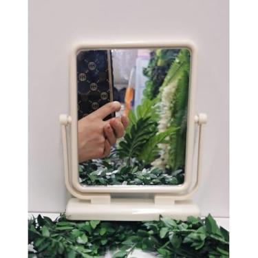 Imagem de Espelho de Mesa Dupla Face Retangular e Oval – Compacto e Funcional para Maquiagem e Decoração (Quadrado,Um)