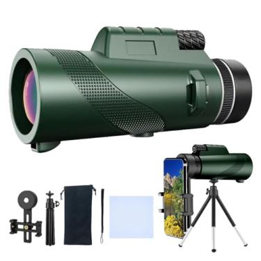 Imagem de HYTAMY Telescópio monocular, monóculos de alta potência, 80 x 100 para adultos, com tripé, monóculo para smartphone, adequado para observação de pássaros, visão maior, caça, vida selvagem, viagens