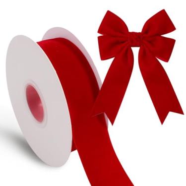 Imagem de yoyokid Fita de veludo vermelho de Natal de 10 metros de largura fitas de veludo vintage para árvore de Natal, embrulho de presente, grinaldas, costura, casamento e decoração de casa