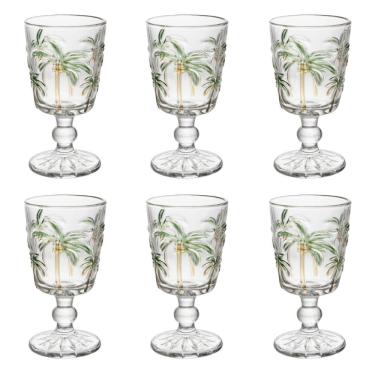 Imagem de Conjunto 6 Taças Água Tropical Palm Hand Painting 310 ml Lyor